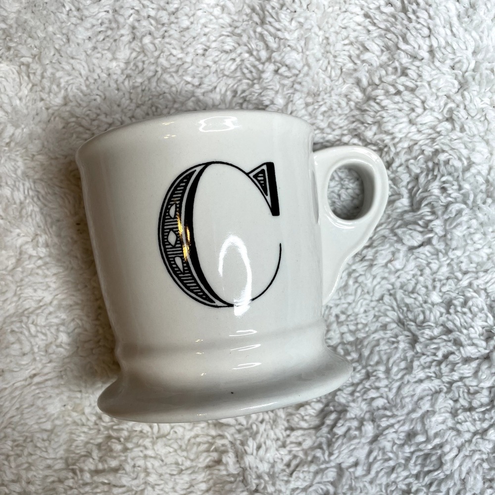 ANTHROPOLOGIE Mug Letter‎ C White Black Coffee Cup